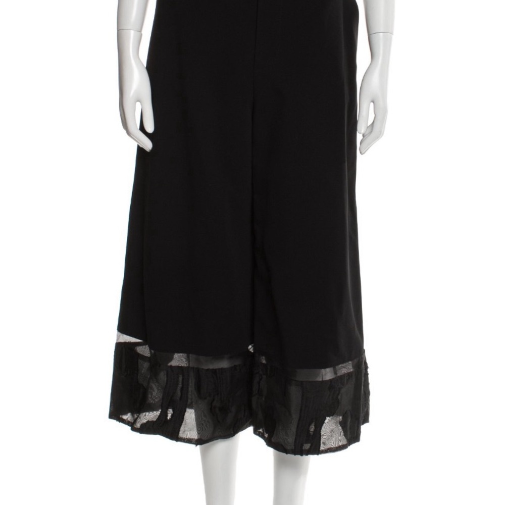 Alexis Black Wide Leg Pants with Sheer Hem